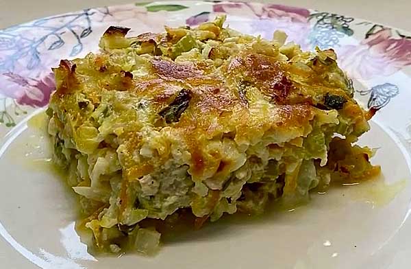 Овощная запеканка с фаршем приготовленная в духовке