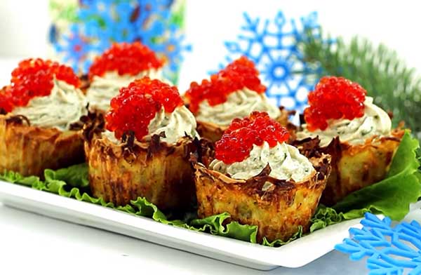 Картофельные корзинки с селедочным кремом